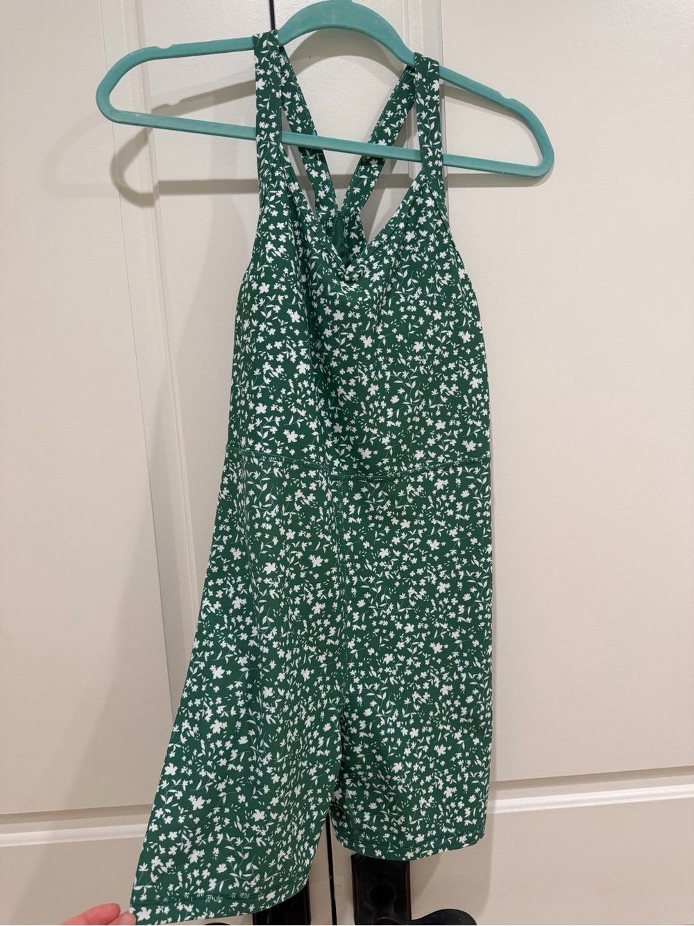 Green Floral Old Navy Crossback exercise romper
